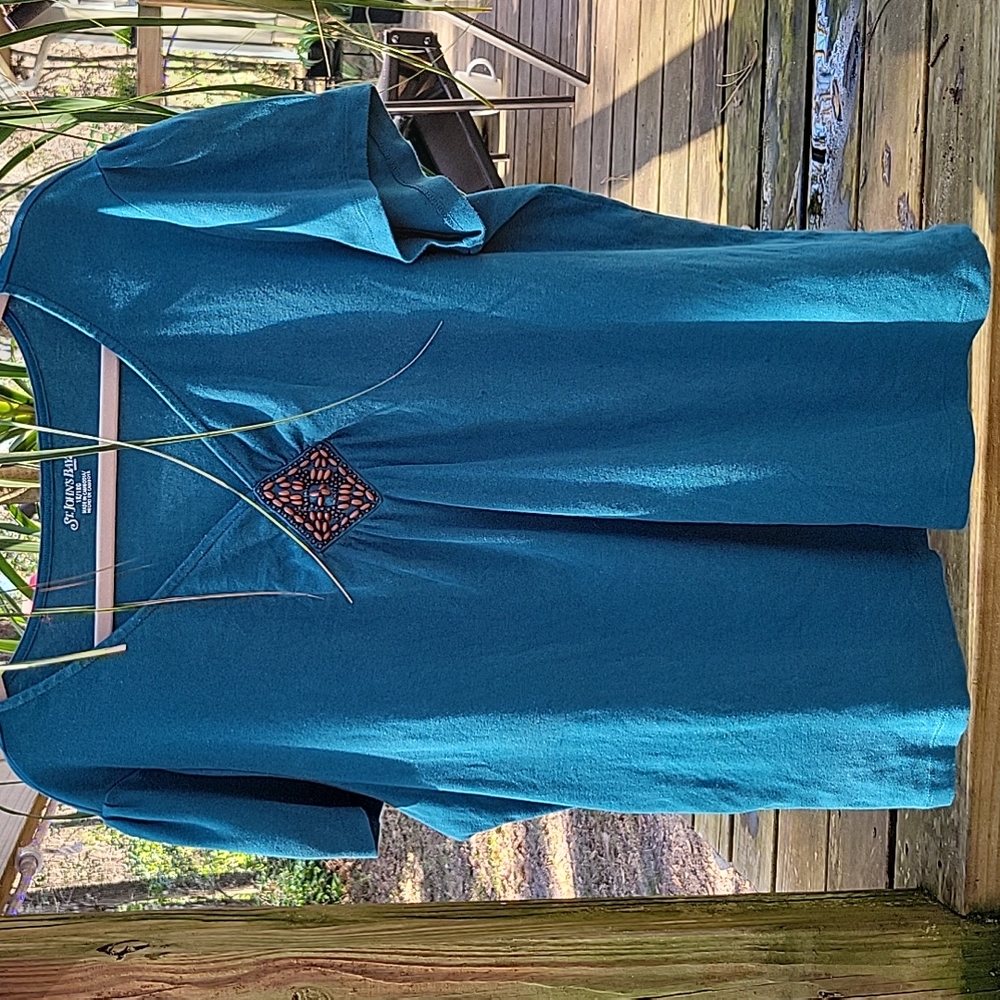 Teal beaded Tee 1X - Picture 7 of 7